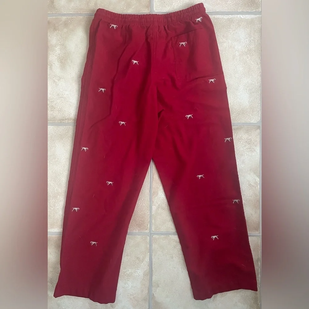 Crewcuts red cotton kids pajama pants, graphic print, dogs, drawstring; XXL / 10